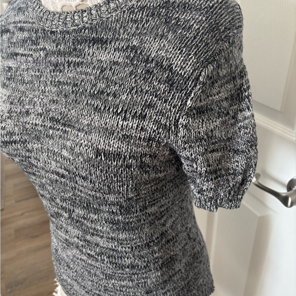 Kate Spade Black and White Short Sleeve Knit Sweater - Picture 2 of 3